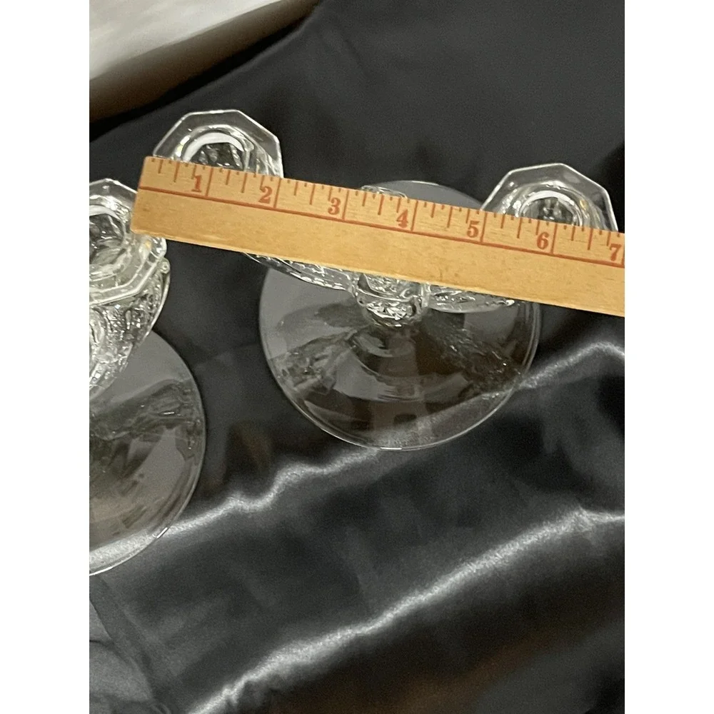 Tiffin Franciscan Williamsburg Clear Glass Double Candlesticks Candelabra Pair
